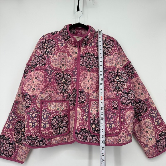 Free People Quilted Chloe Floral Patchwork Jacket Kimono Style Purple Pink - S - Picture 9 of 9